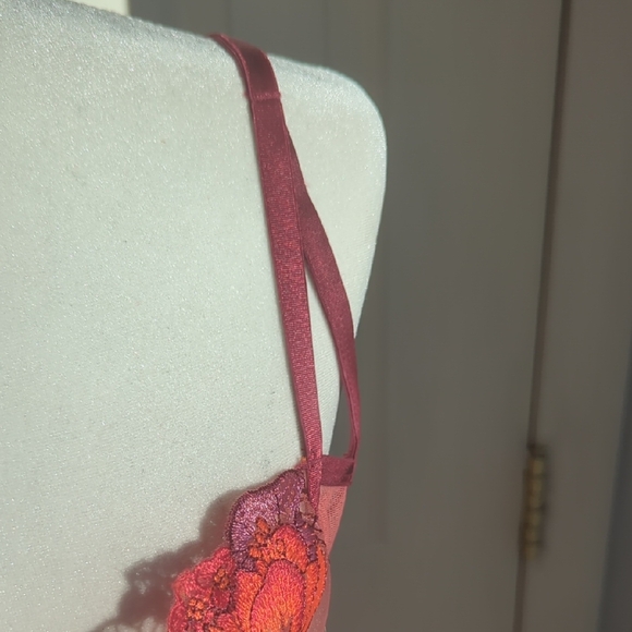 NWOT Adore Me Floral Lace Bra And Panty Set - Pink and Orange - Picture 5 of 9